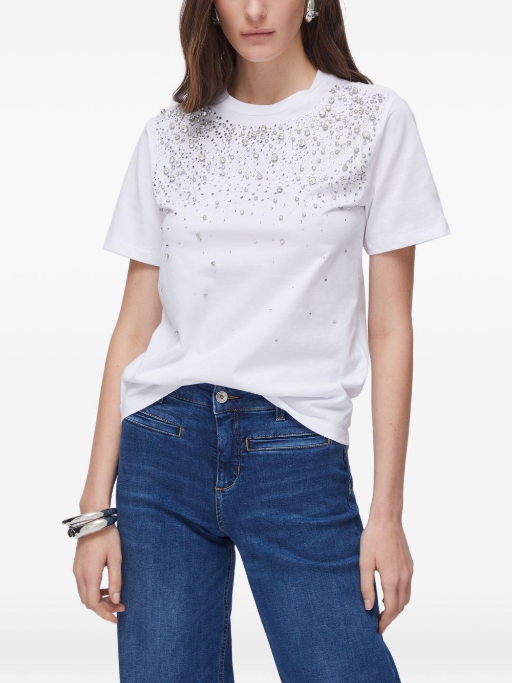 LIUJO T-shirt in cotone bianco con strass