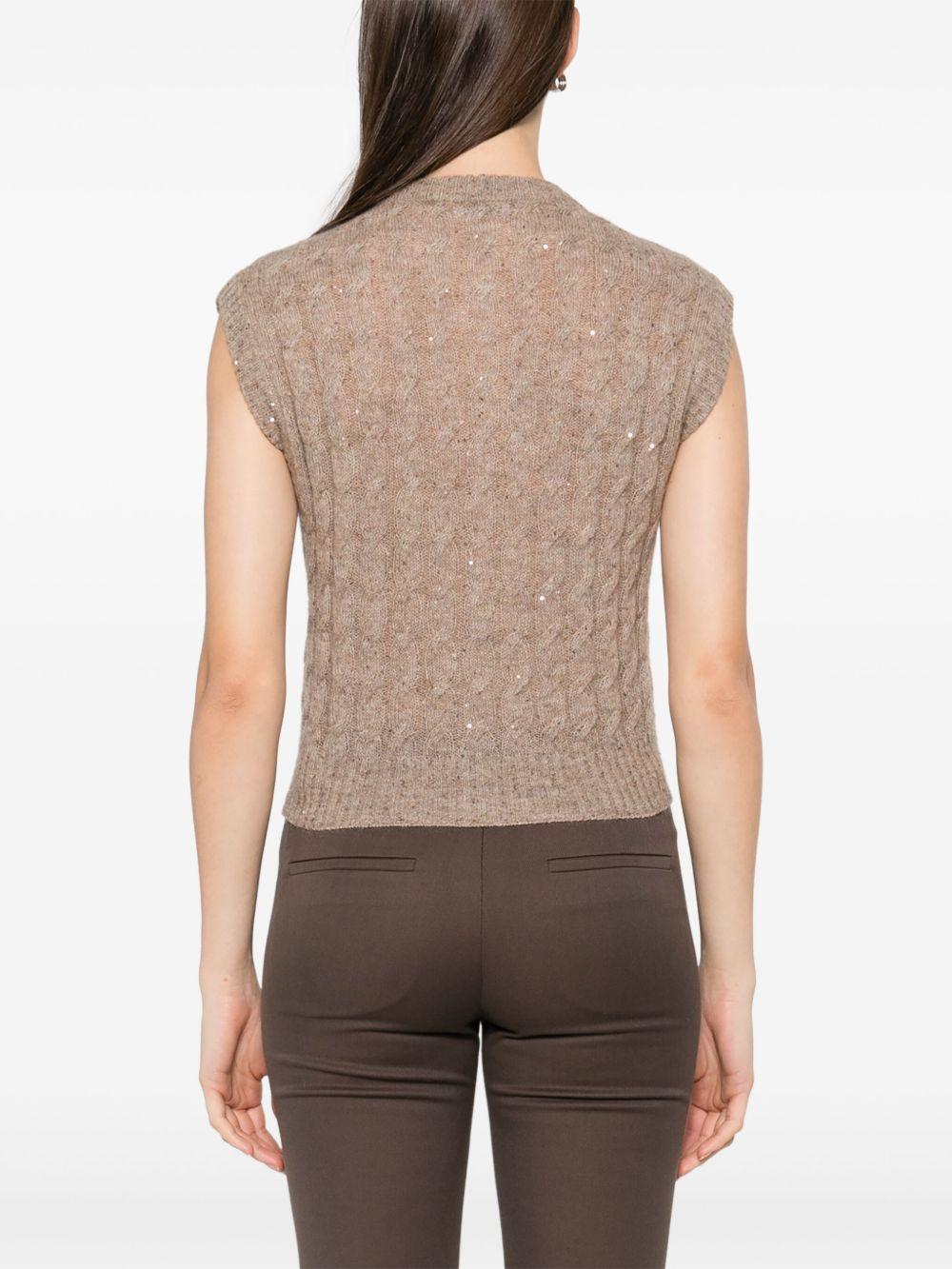 BRUNELLO CUCINELLI Gilet girocollo beige in maglia