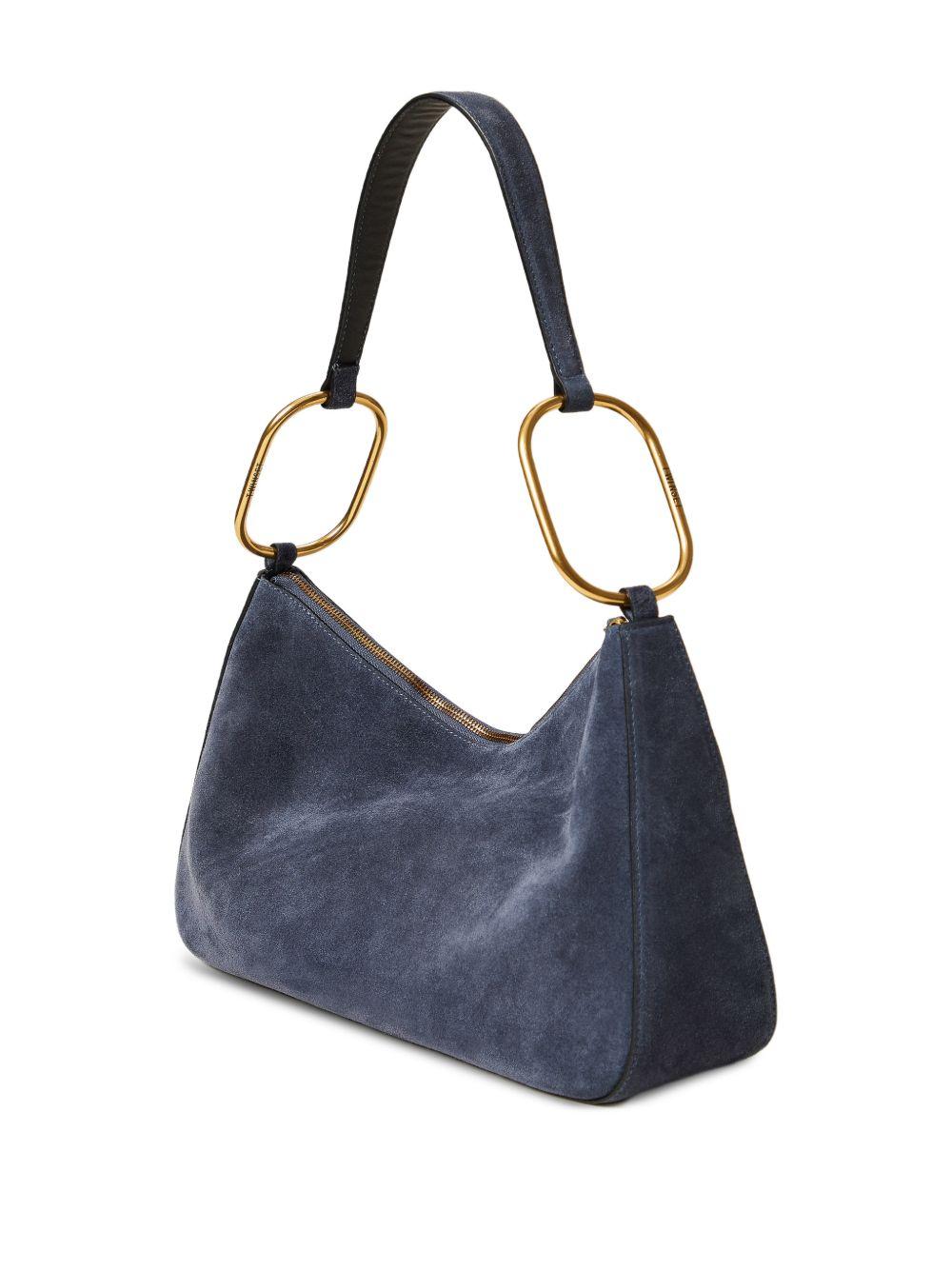 TWINSET Borsa in suede blu notte con anelli dorati