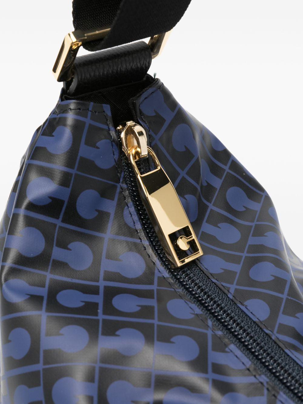 GHERARDINI Borsa Softy Odissey con logo all-over blu scuro