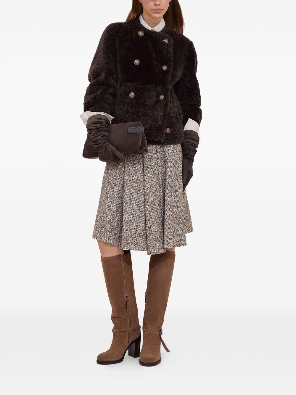 BRUNELLO CUCINELLI Caban Crop reversibile in shearling 'Fuzzy'