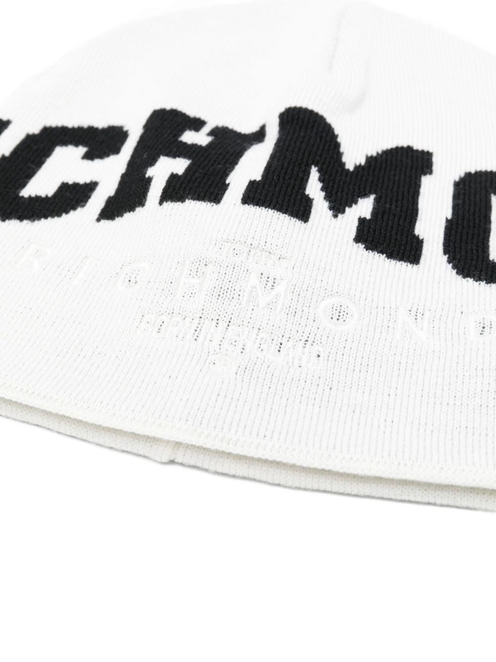 JOHN RICHMOND Berretto bianco in lana con logo