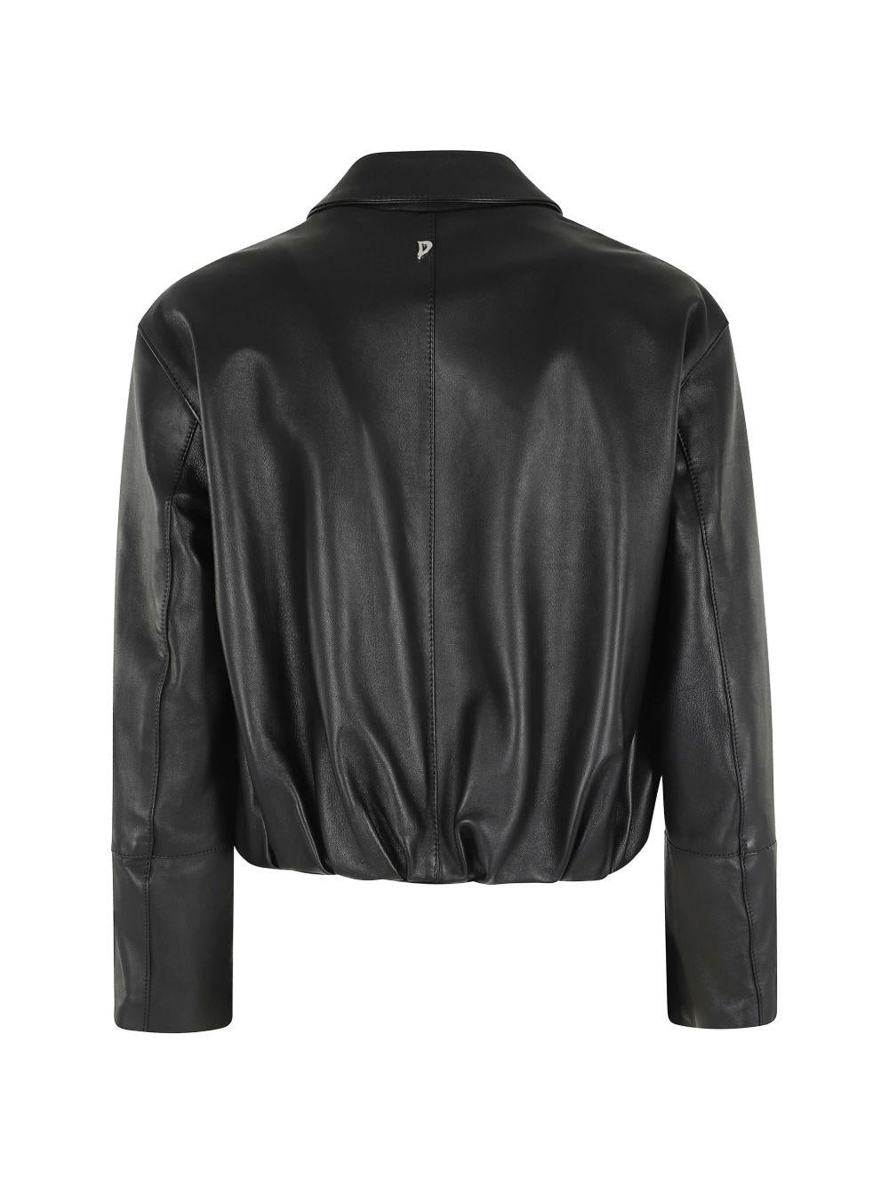 DONDUP Giacca chiodo in pelle nera con zip