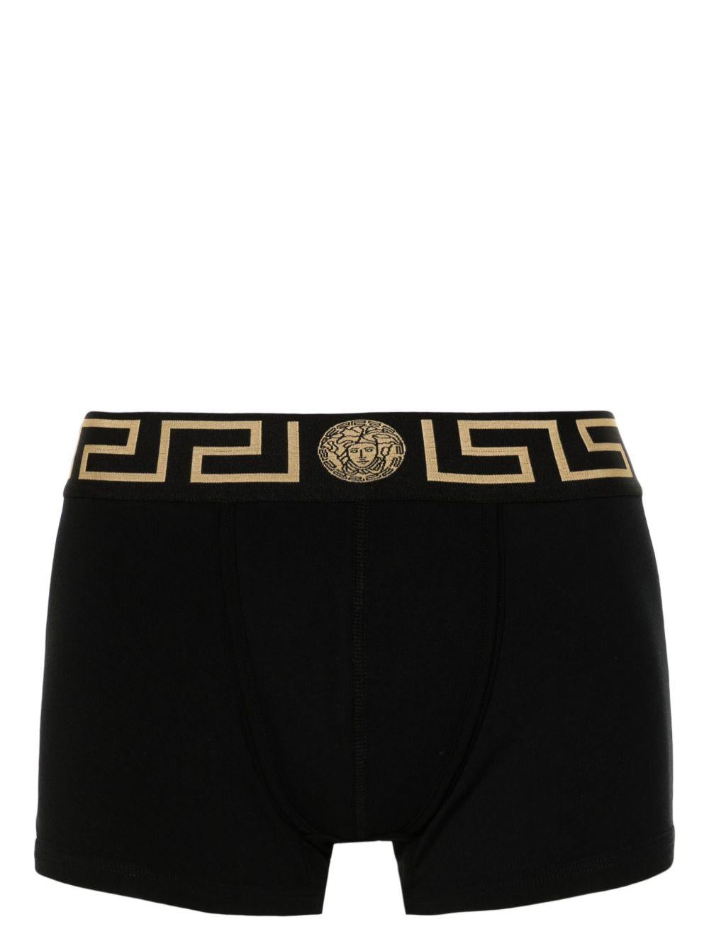 VERSACE Boxer neri con motivo Greca