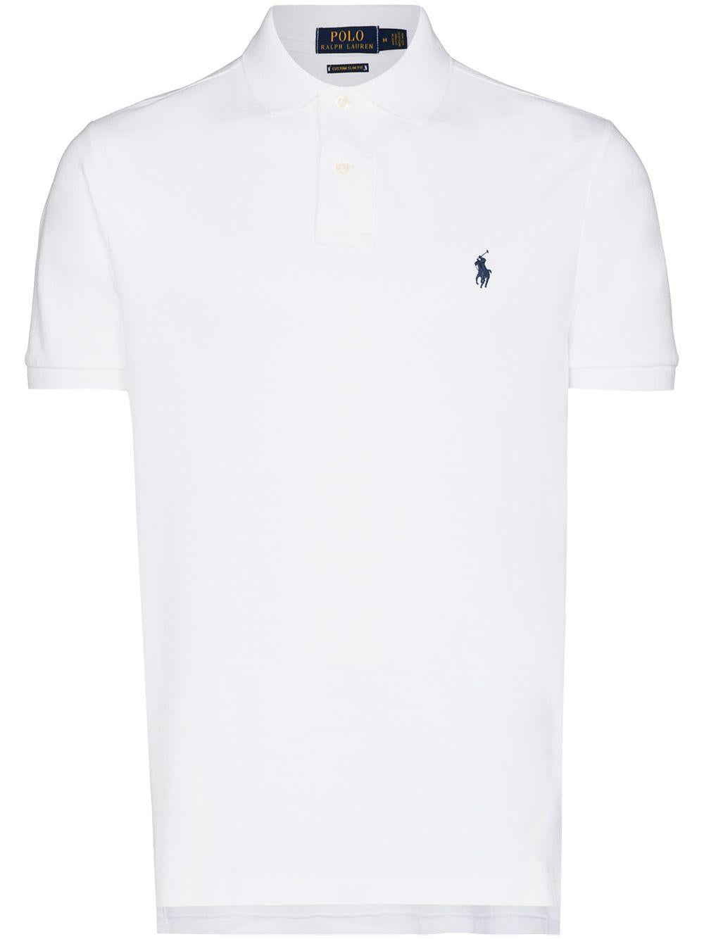 POLO RALPH LAUREN Polo in cotone bianco con logo blu