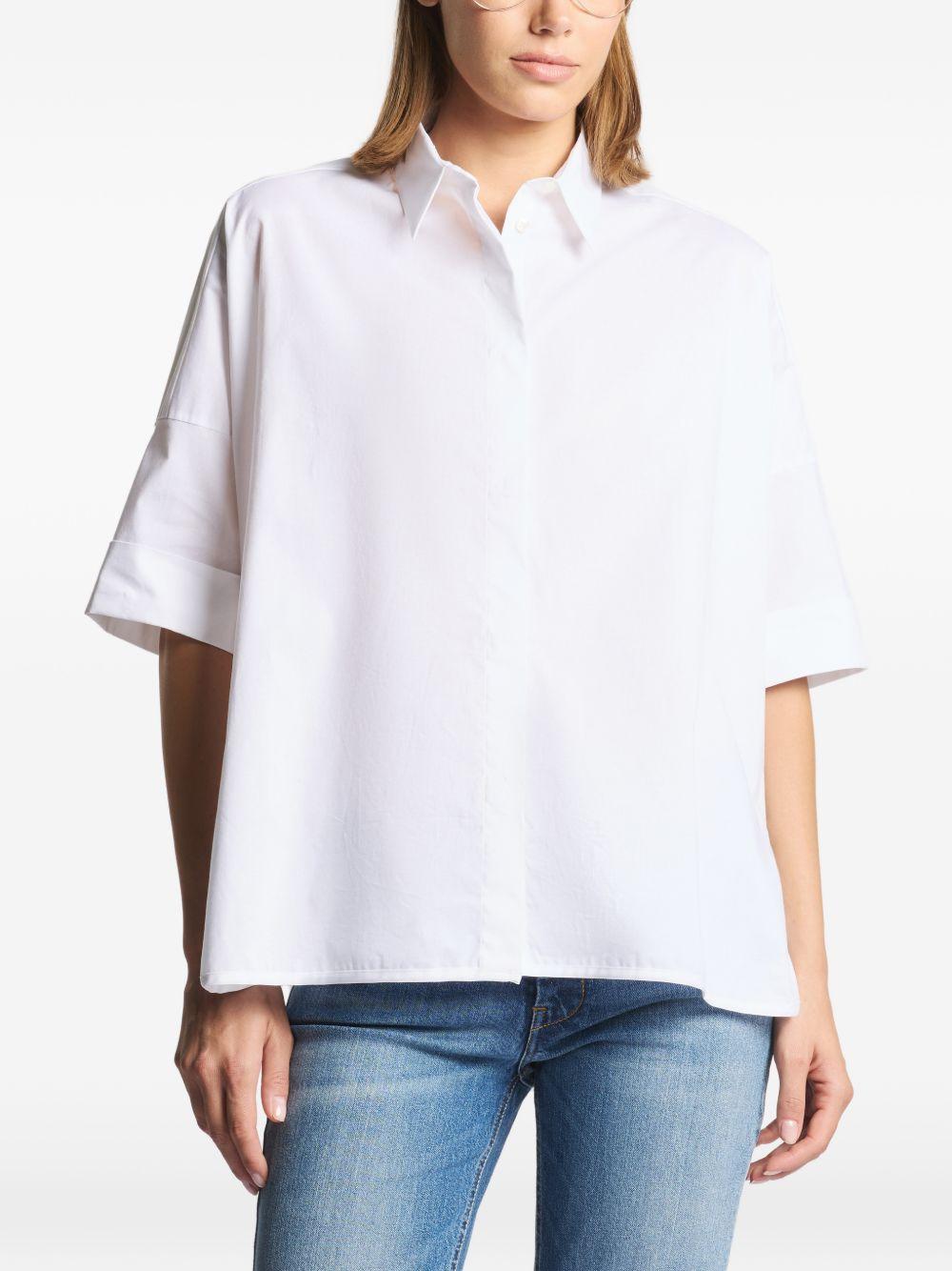 FAY Camicia in cotone bianco a maniche corte con orlo dritto