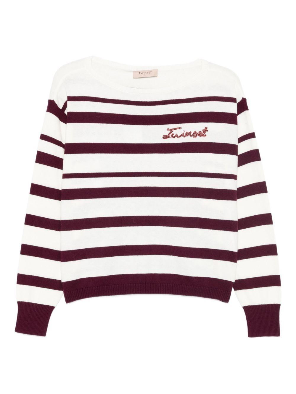 TWINSET Maglia a righe in cashmere e cotone