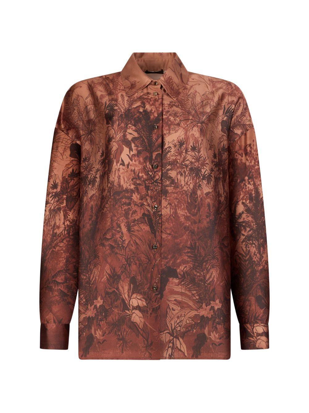 LIUJO Camicia marrone con stampa floreale