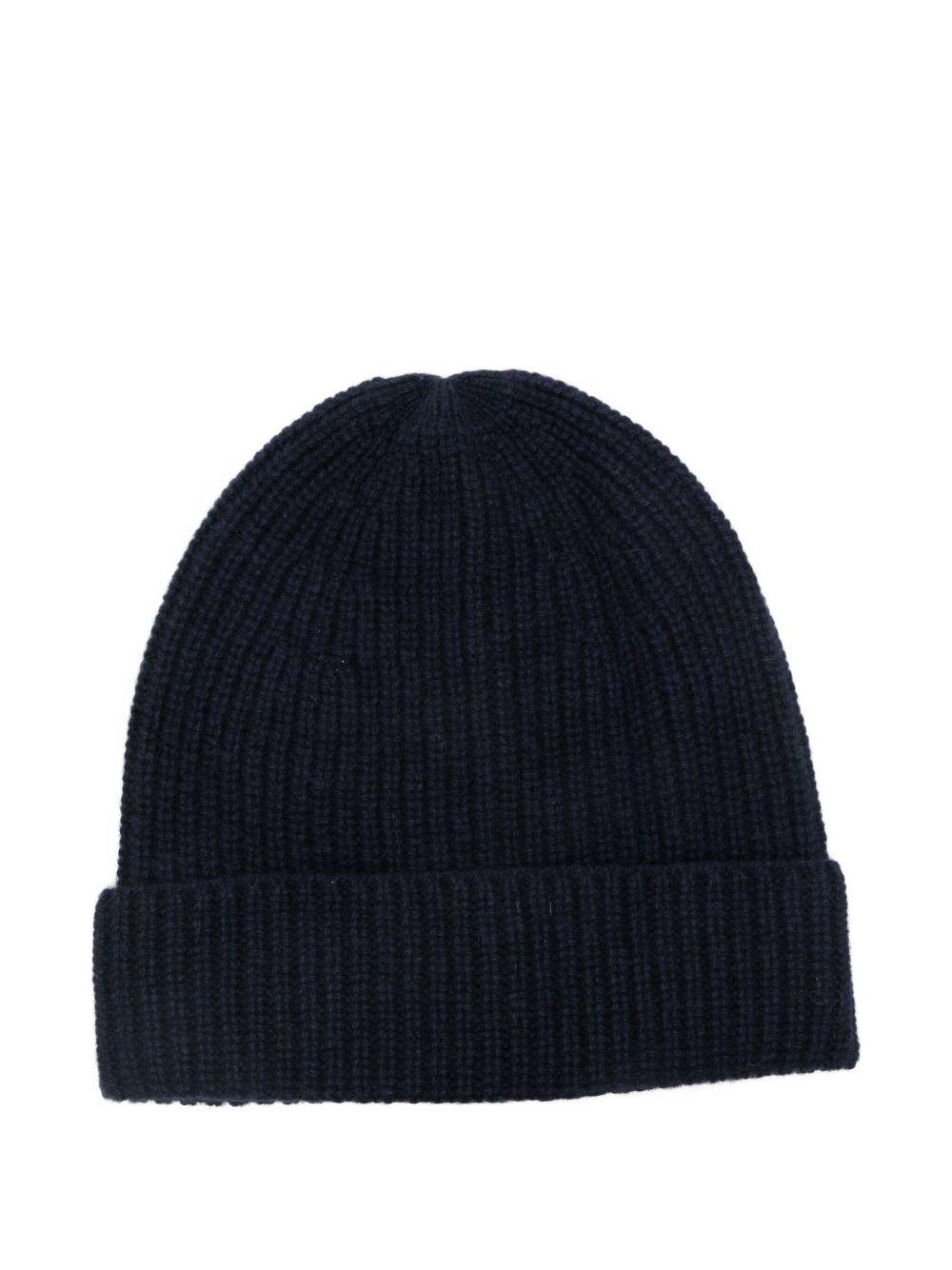 DANIELE FIESOLI Berretto in cashmere a costine blu