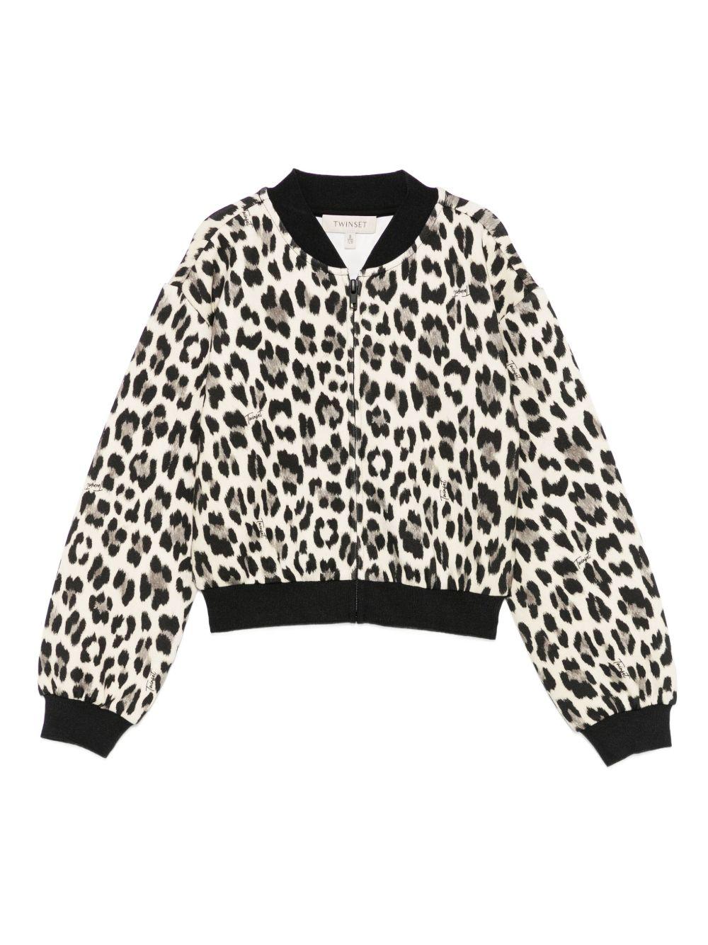 TWINSET Felpa leopardata con zip