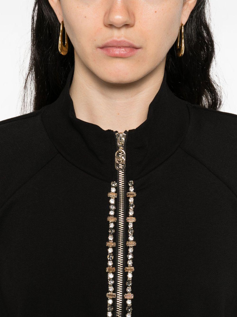 LIUJO Felpa nera in cotone con strass