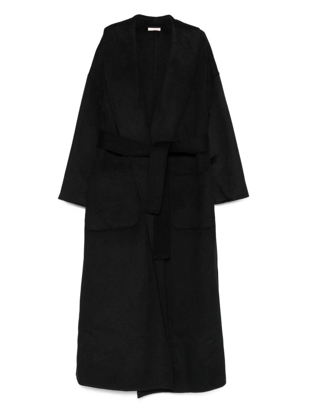 LIUJO Cappotto nero con cintura da annodare