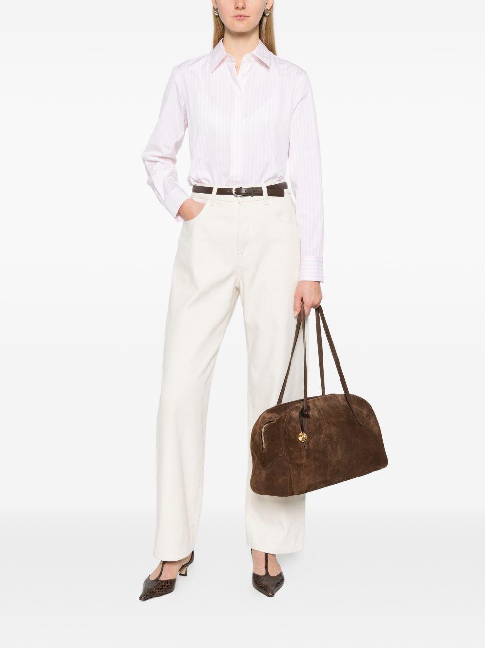 MAX MARA Camicia di cotone rosa a righe bianche