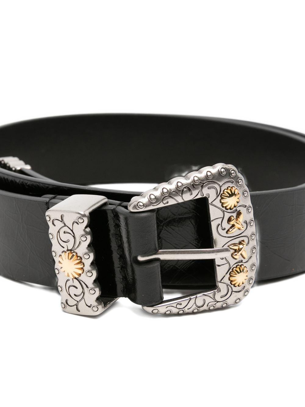 PINKO Cintura Trittico in pelle nera