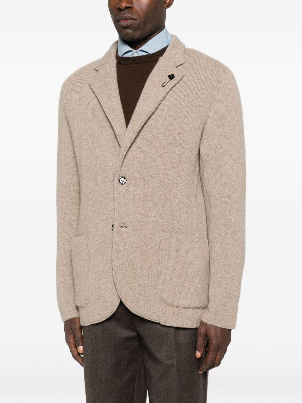 LARDINI Blazer monopetto beige in cashmere