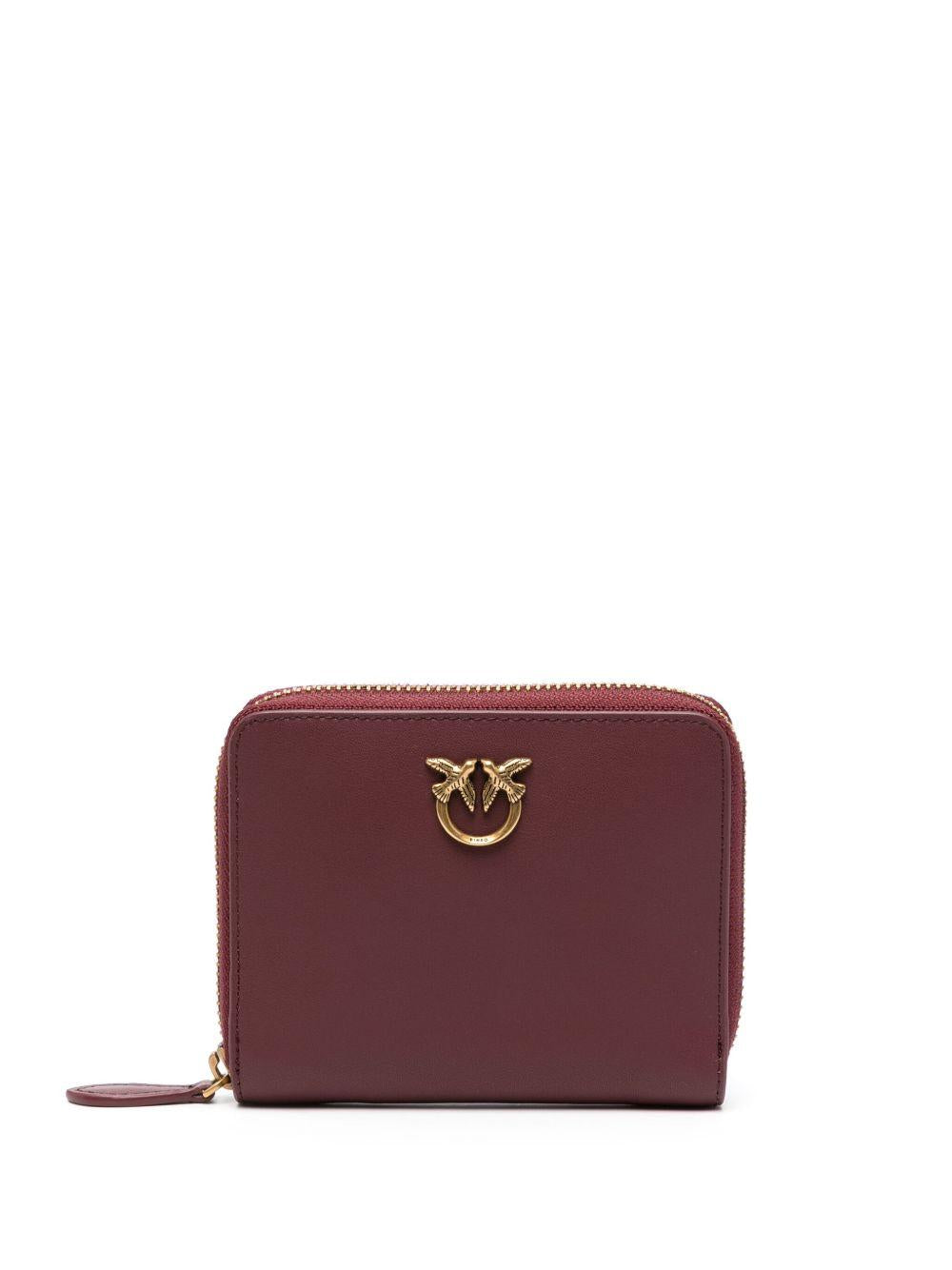 PINKO Portafoglio Taylor con zip in pelle color mattone