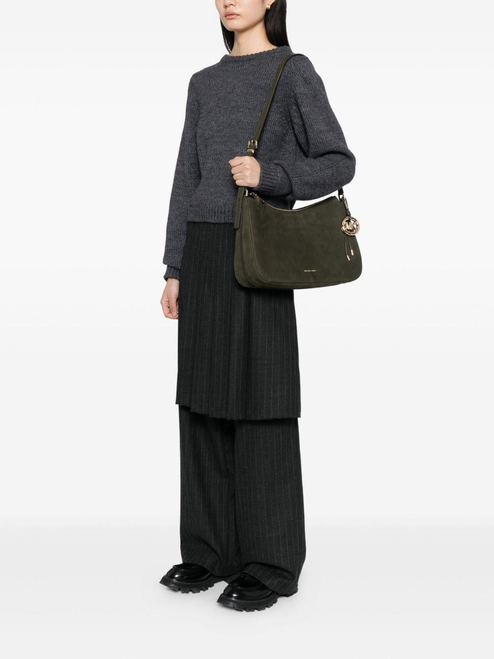 MICHAEL KORS Borsa hobo Nolita Medium in pelle verde militare