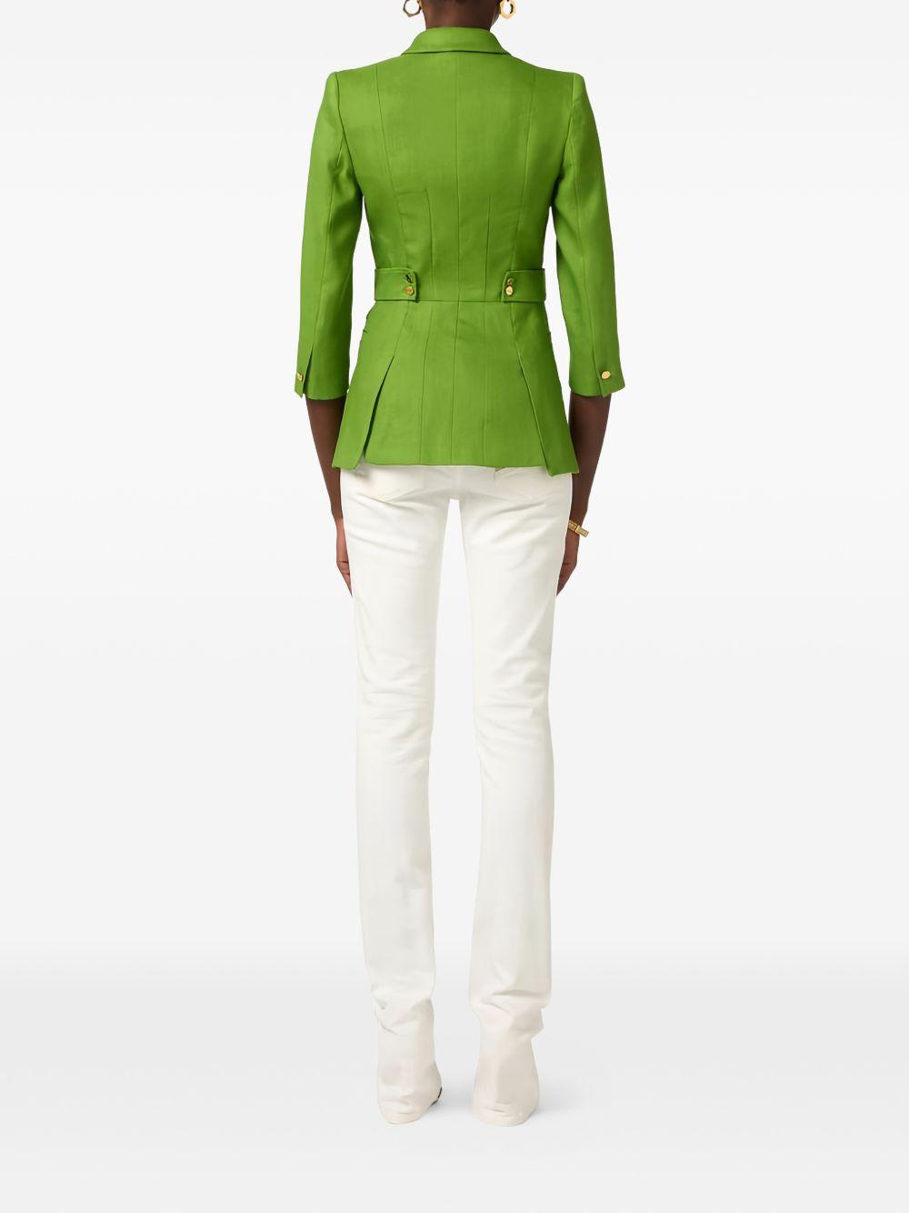 ELISABETTA FRANCHI Blazer strutturato verde con maniche a 3/4