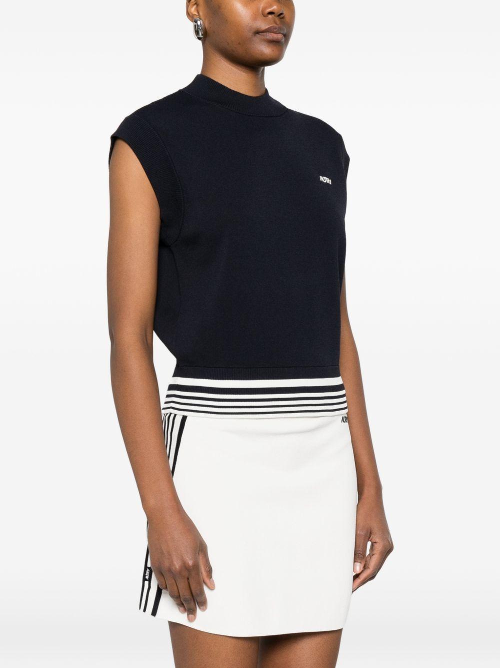 AUTRY Gilet in maglia blu con scollo girocollo