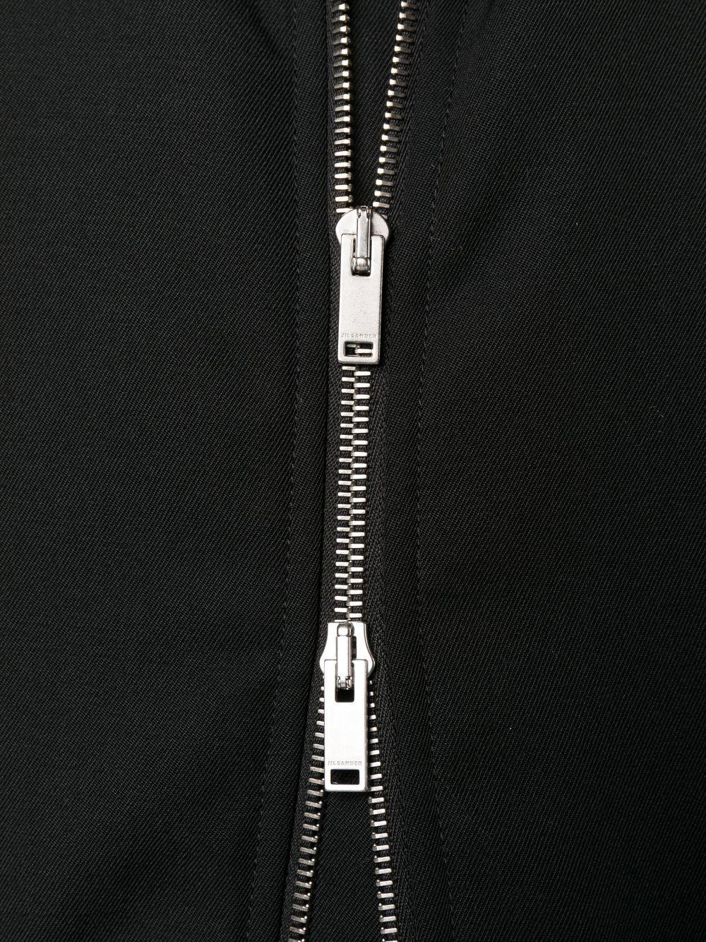 JIL SANDER Bomber in lana misto cotone nero