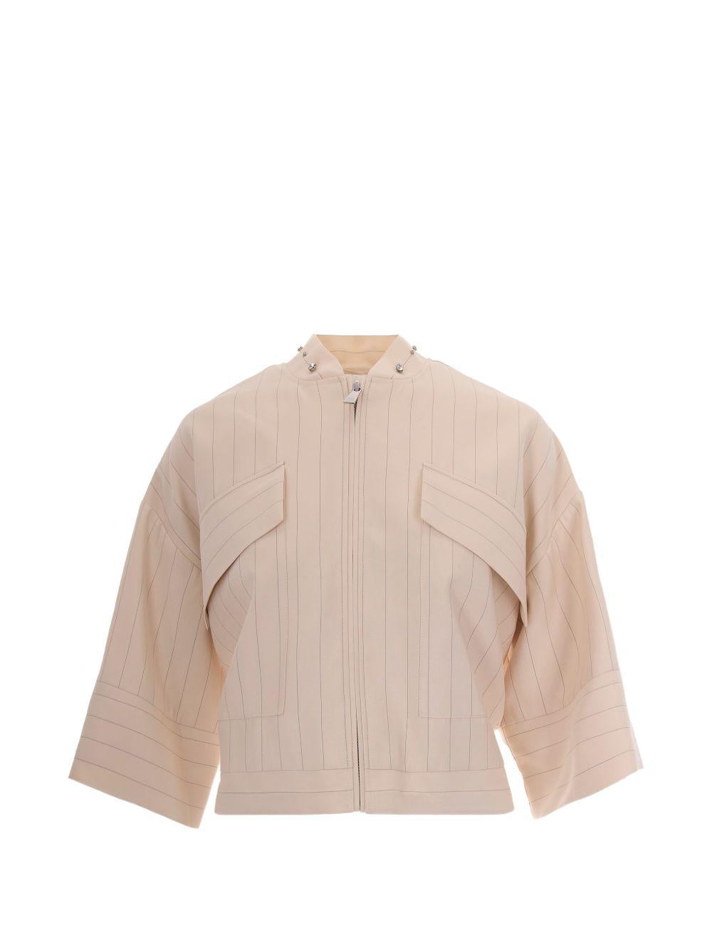 LIUJO Giacca beige con maniche a 3/4 e tasche sul petto