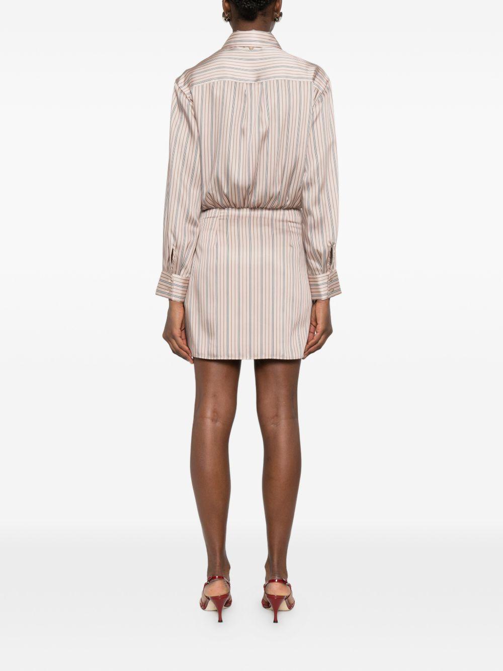 LIUJO Abito coto chemisier gessato con volant