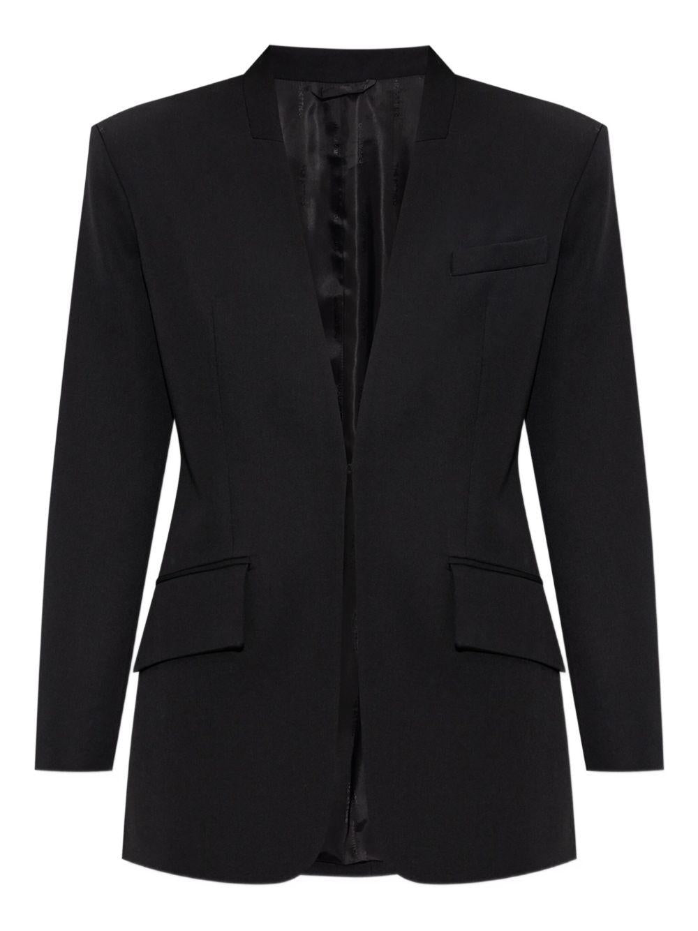 THE ATTICO Giacca in gabardine di lana nera