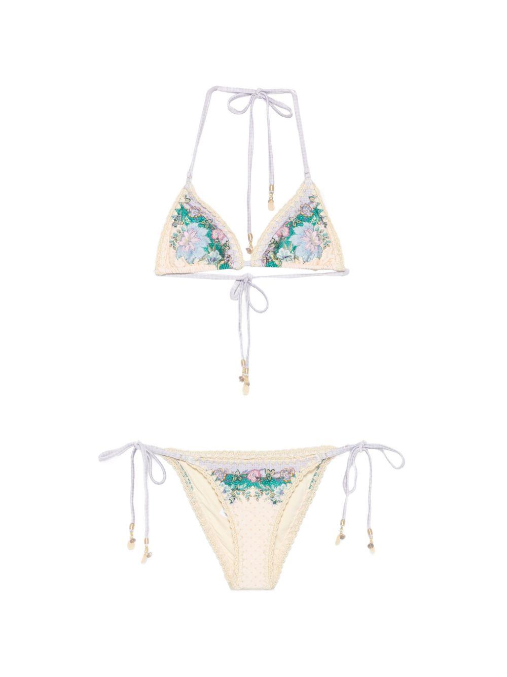 ZIMMERMANN Bikini Indra con dettagli crochet e stampa floreale
