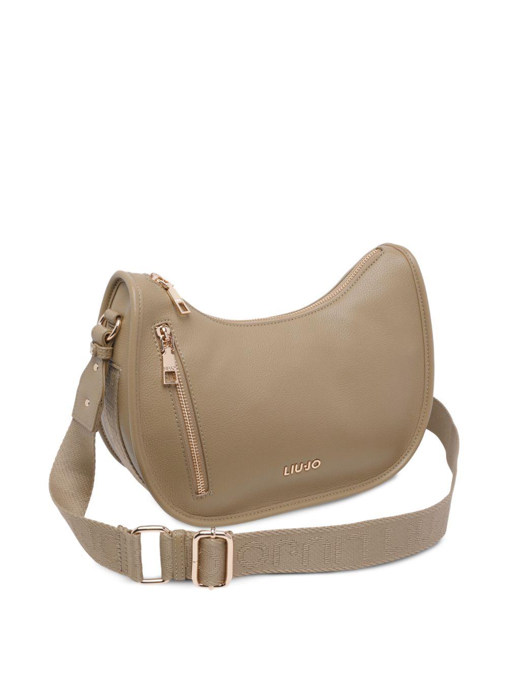 LIUJO Borsa a tracolla color tortora in ecopelle con tasca laterale