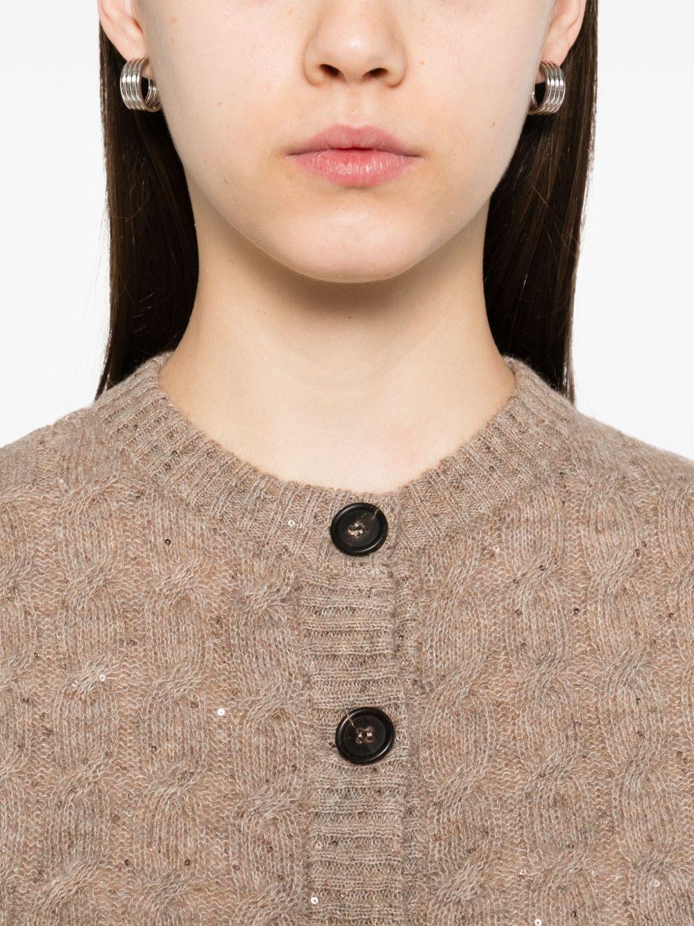 BRUNELLO CUCINELLI Gilet girocollo beige in maglia