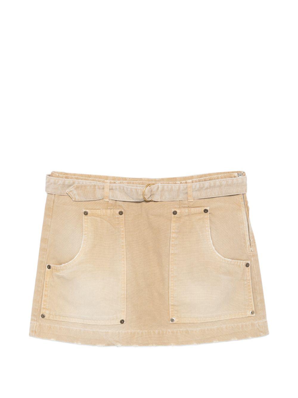 SEMICOUTURE Gonna mini Florida in denim beige con tasche