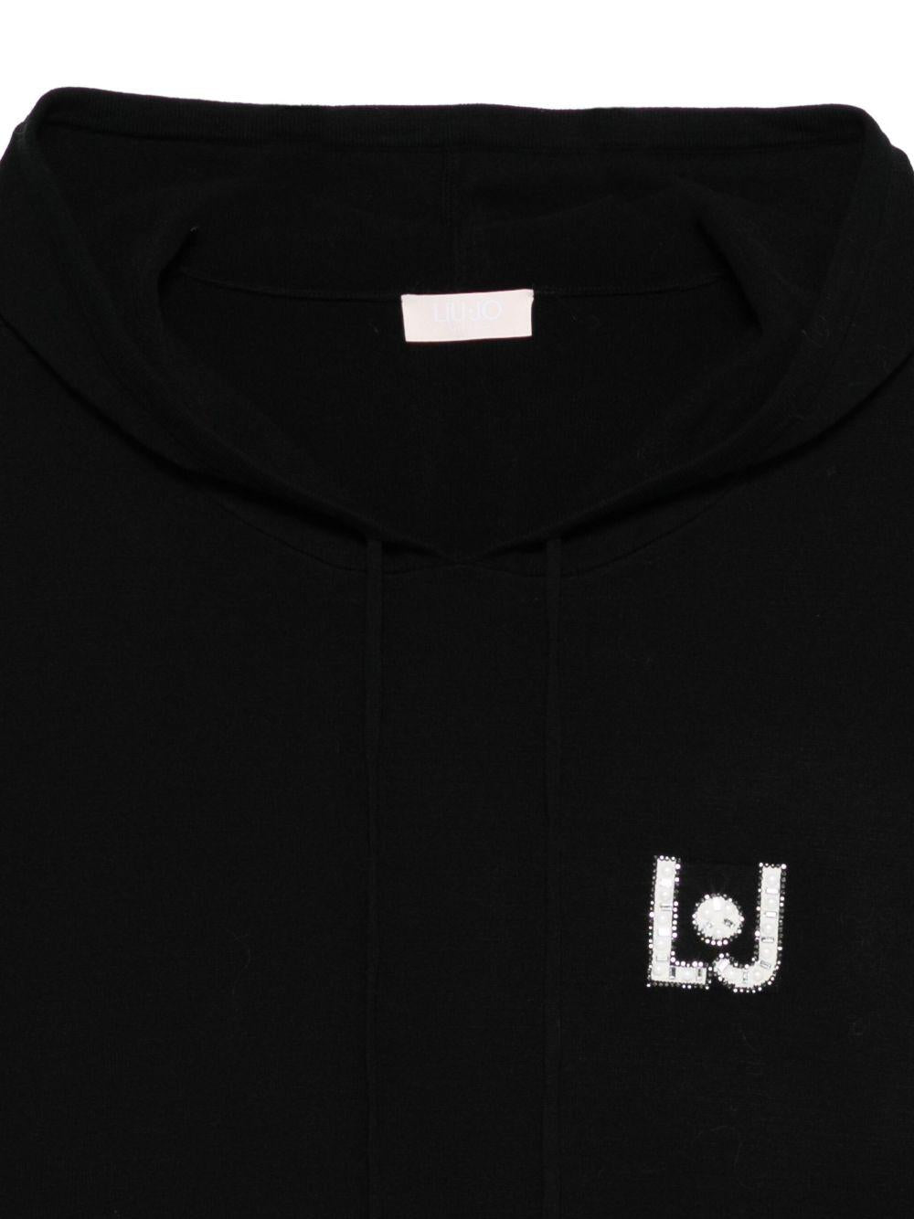 LIUJO Felpa con cappuccio e logo cucito