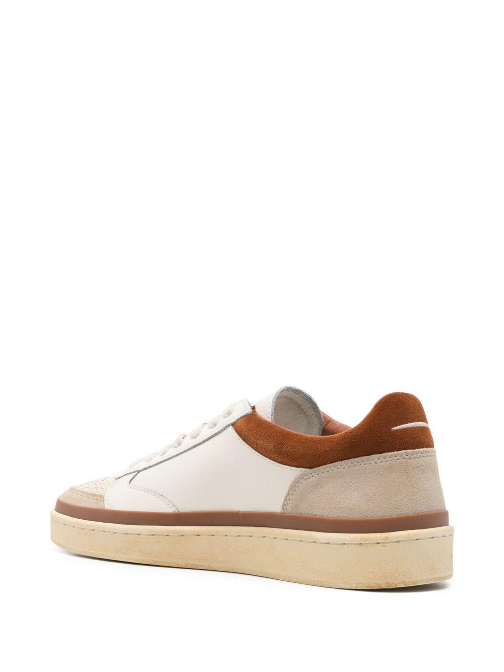 GHOUD Sneakers bianche e rosse con dettagli in suede beige