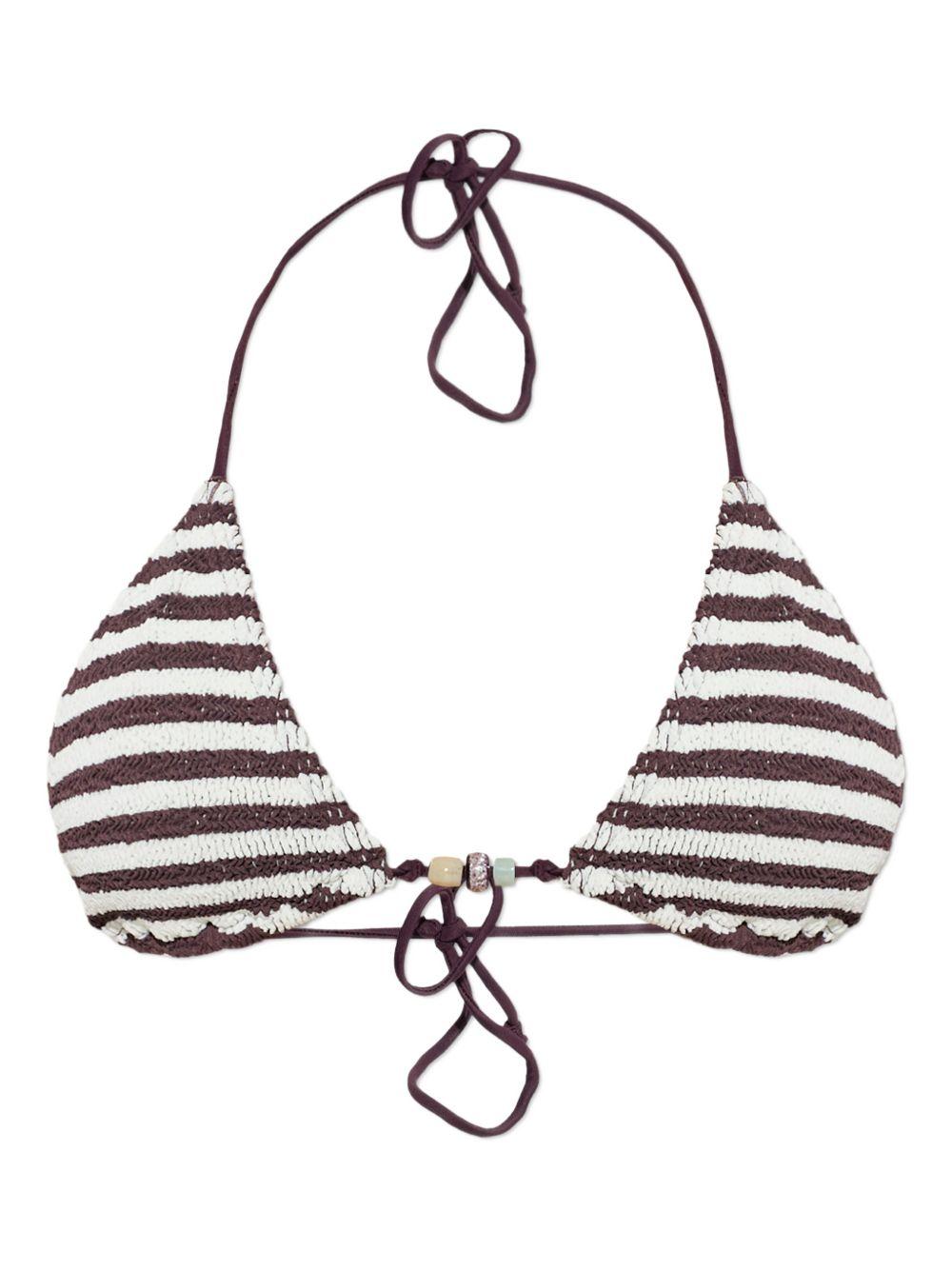 BOND EYE Top bikini mare Ingrid a triangolo bianco e marrone