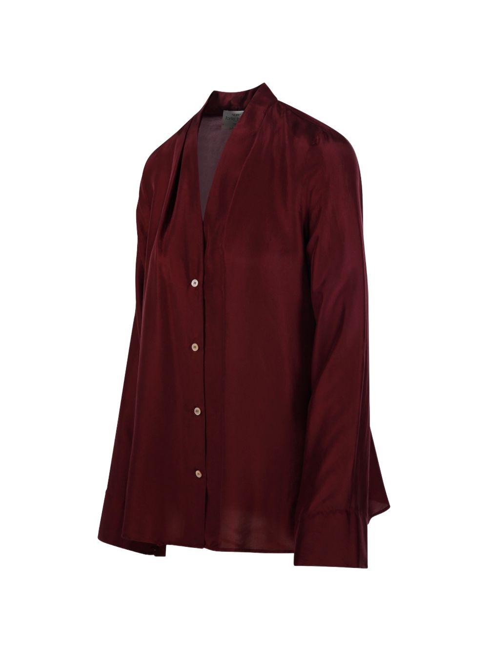 FORTE FORTE Camicia di seta rosso scuro