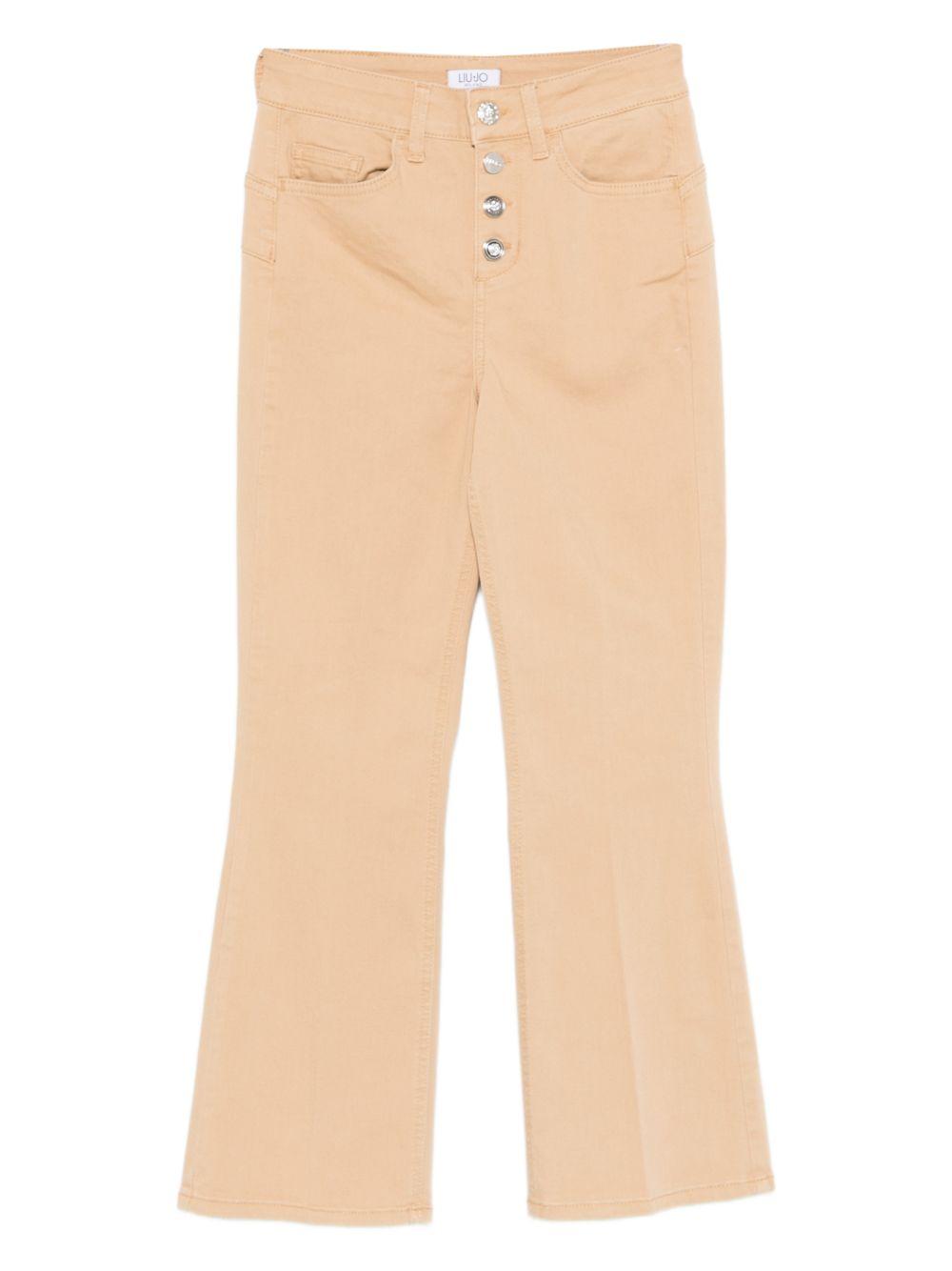 LIUJO Jeans beige con chiusura a bottoni