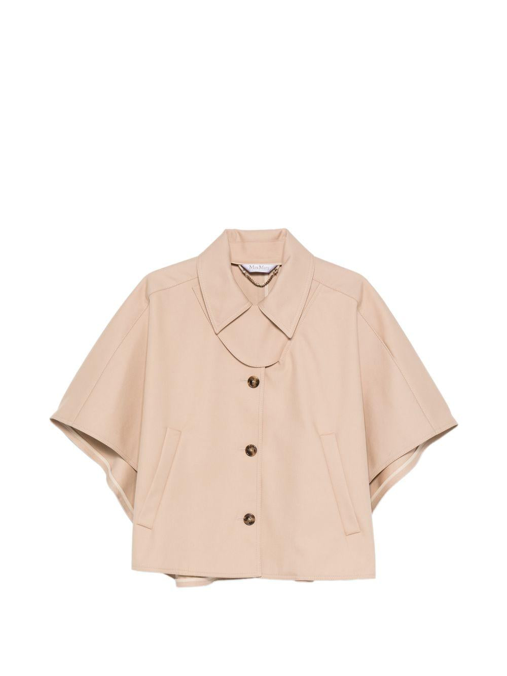 MAX MARA Cappa in cotone beige con bottoni