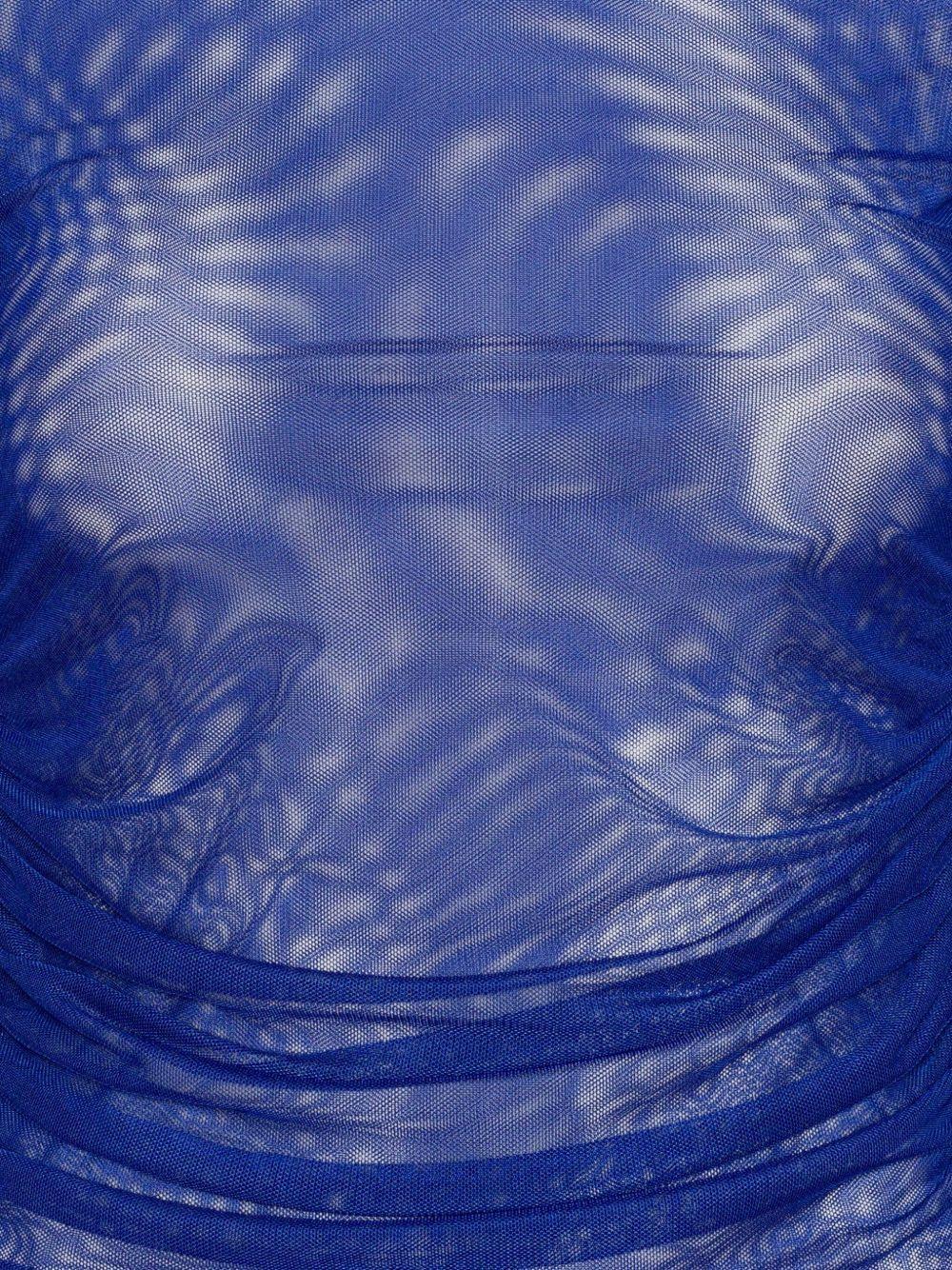 ROTATE Maglia a rete blu a collo alto