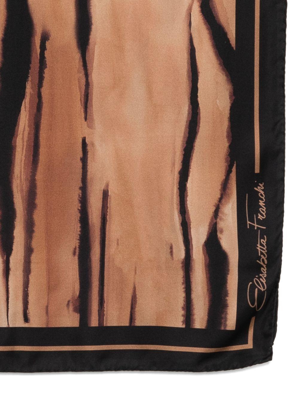 ELISABETTA FRANCHI Sciarpa foulard con stampa grafica color marrone