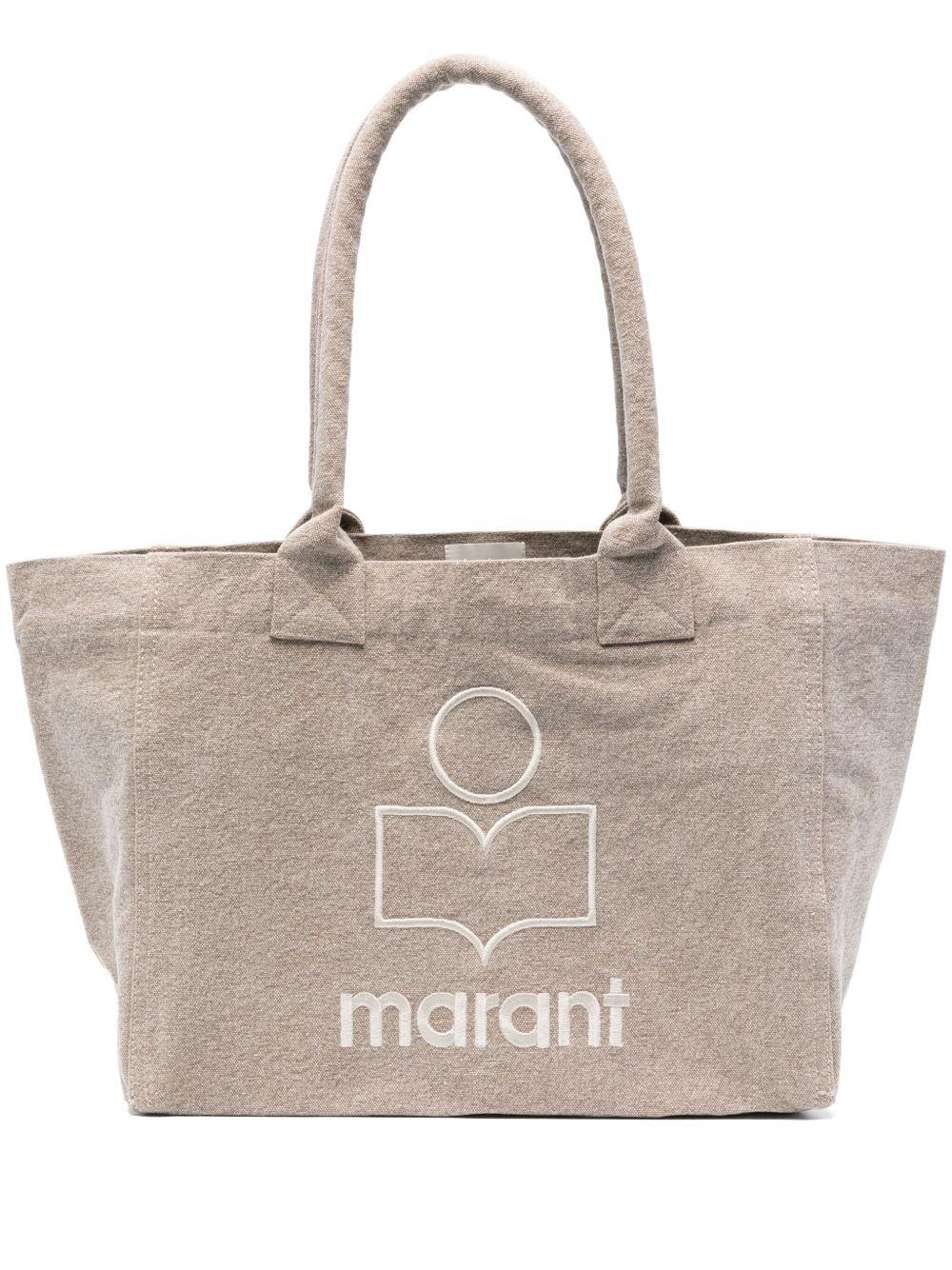 ISABEL MARANT Borsa shopping Yenky Zipper beige in cotone