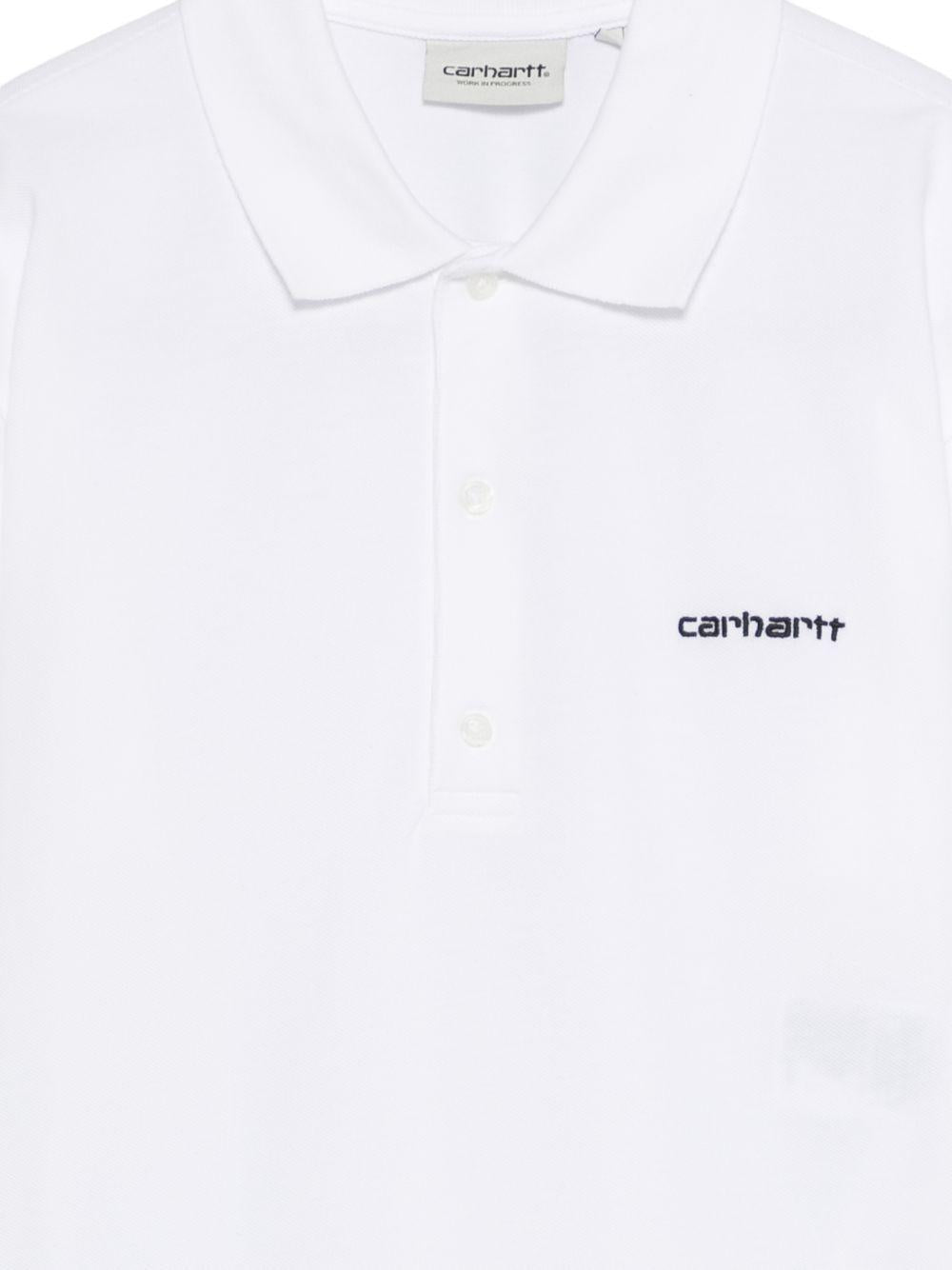 CARHARTT WIP Polo in cotone bianco a maniche corte con logo