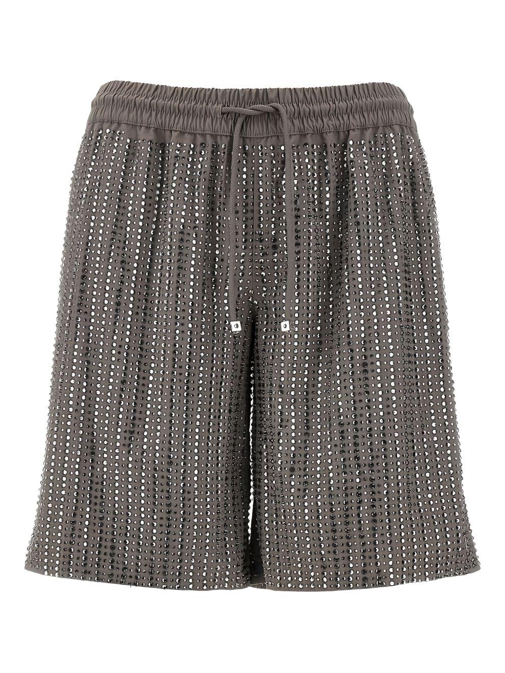 VENUJA Shorts Malibu grigi con strass all-over