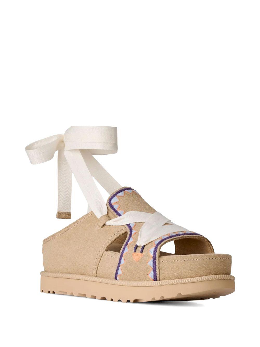 UGG Sandali goldenstar hi artistitch beige con laccio intorno alla caviglia