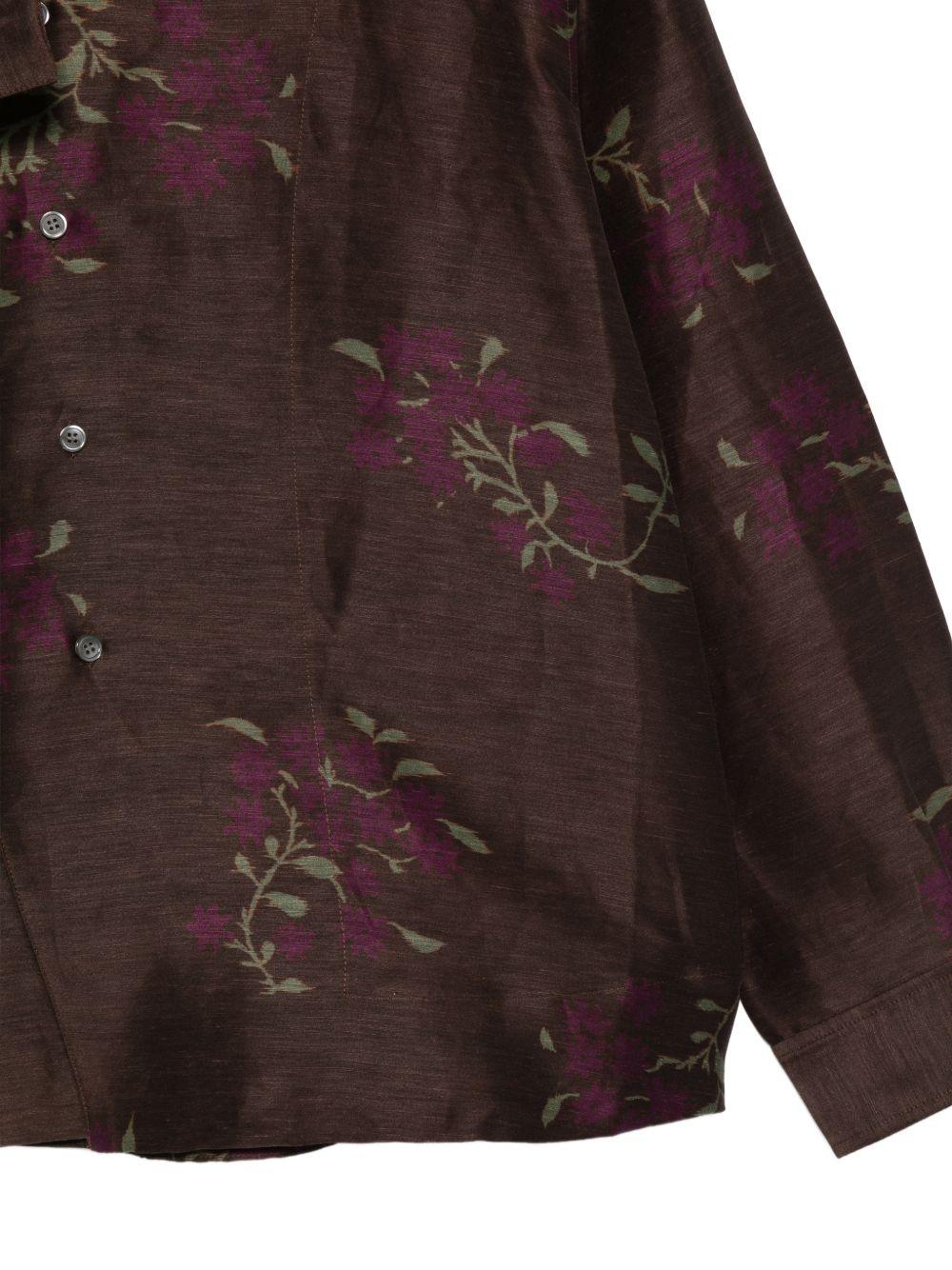 SOEUR Blusa Hampton in lino e seta marrone con stampa floreale