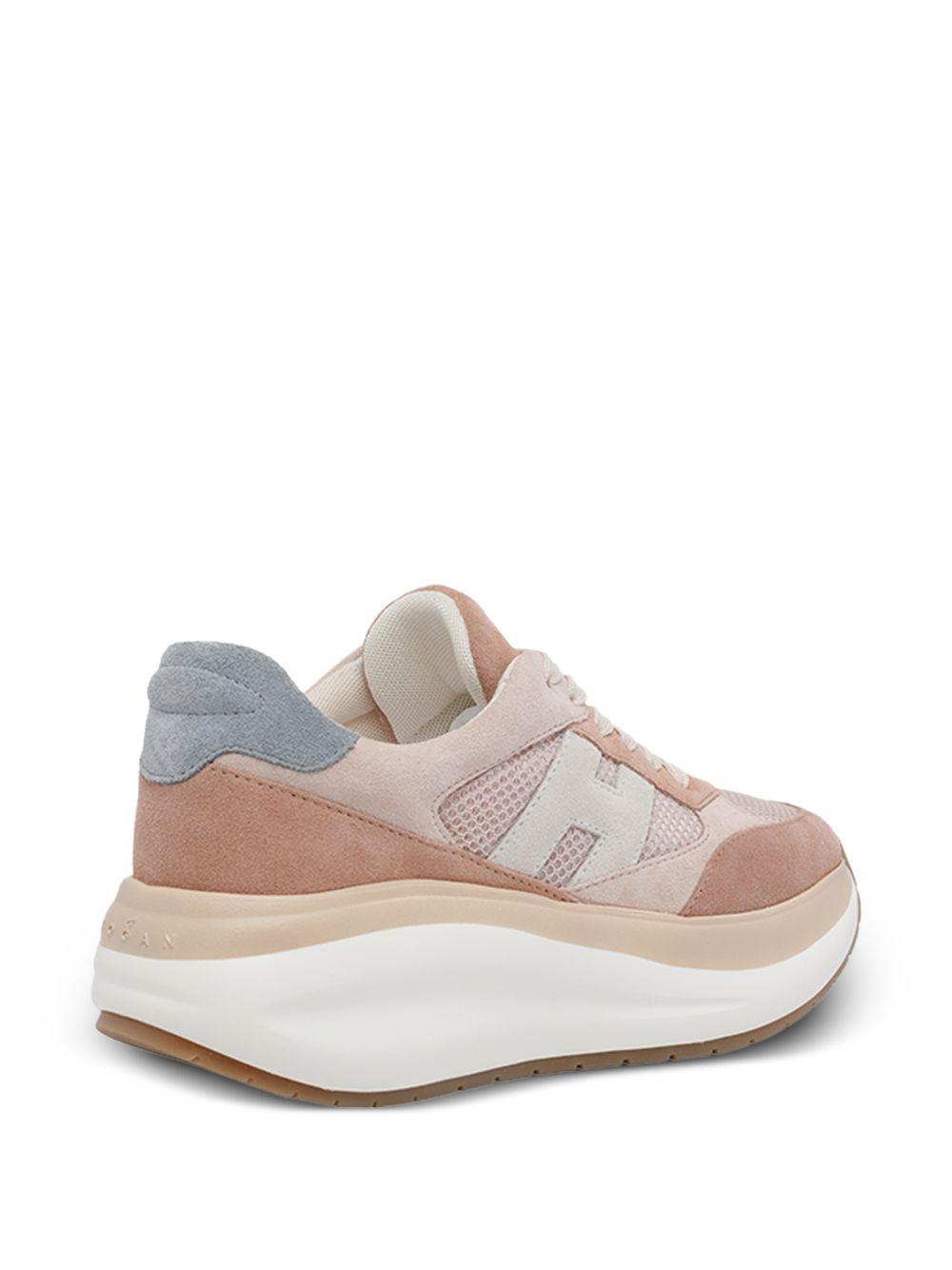 HOGAN Sneakers H714 in pelle rosa e bianco