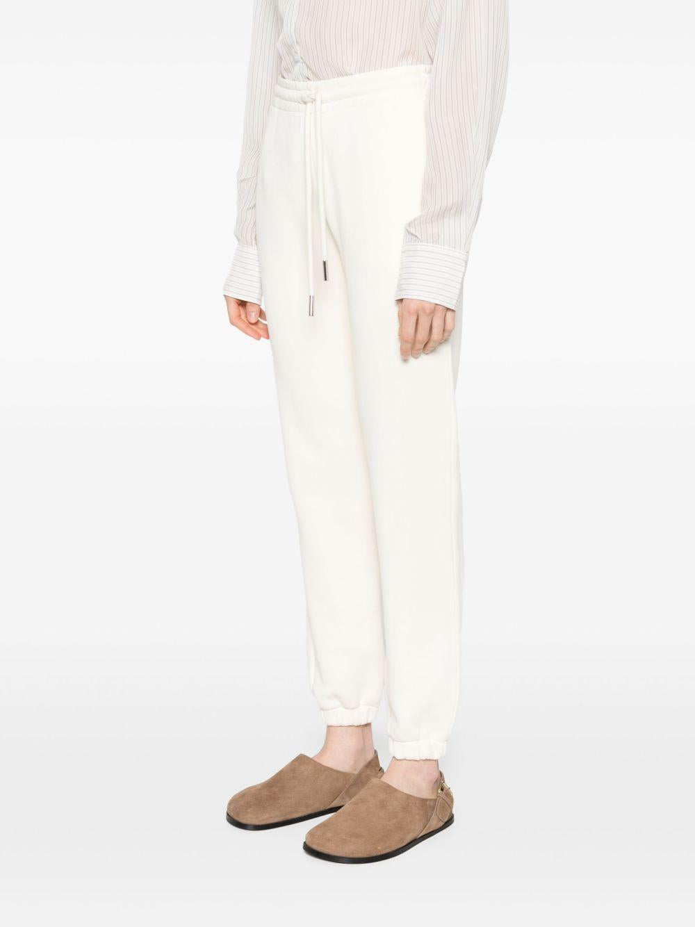 MONCLER Pantaloni sportivi tuta bianchi con coulisse in vita