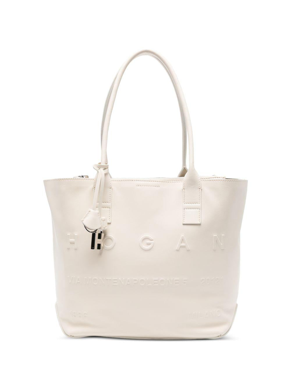 HOGAN Borsa shopping in pelle bianca