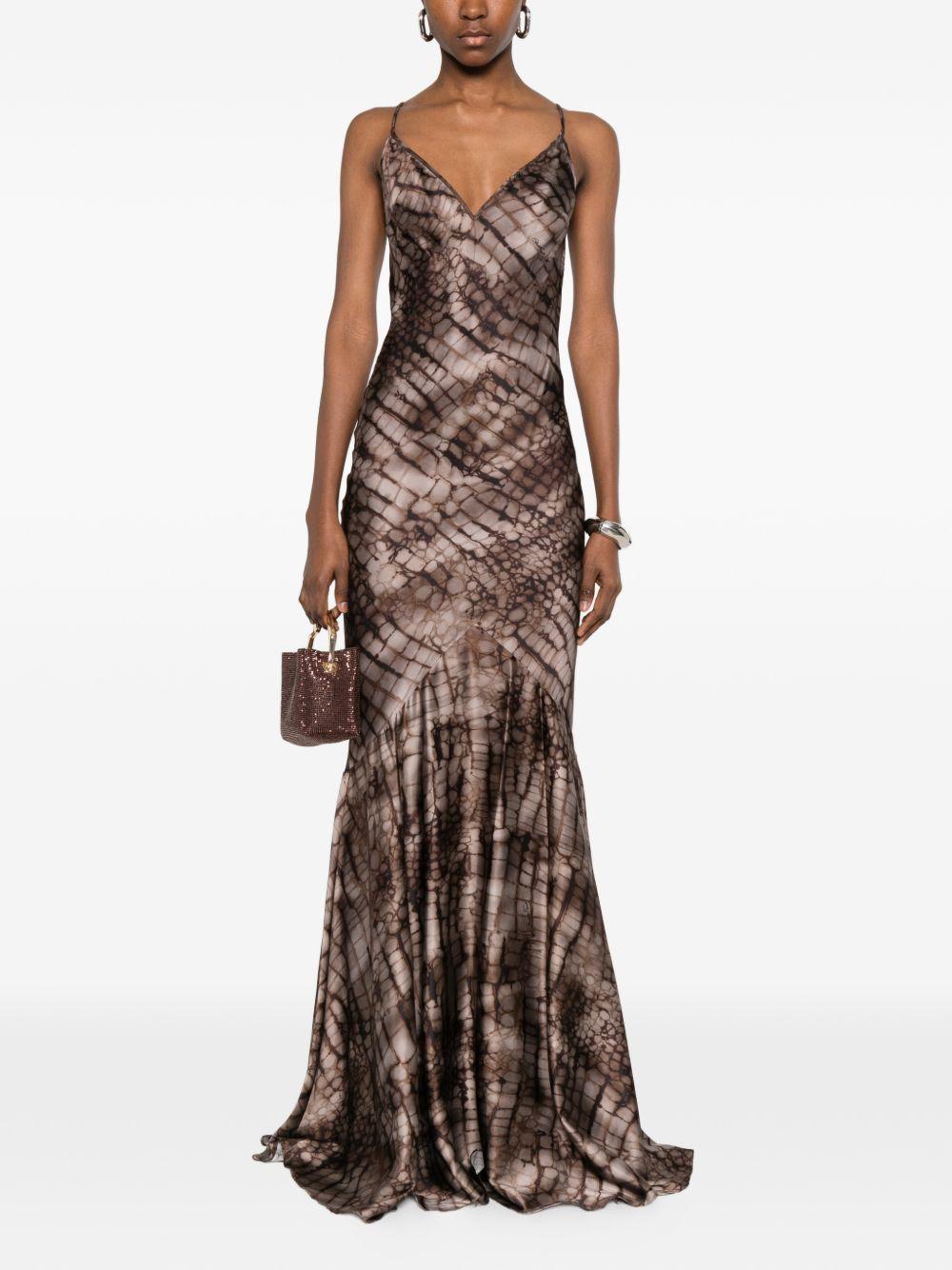 ELISABETTA FRANCHI Abito lungo con stampa animalier