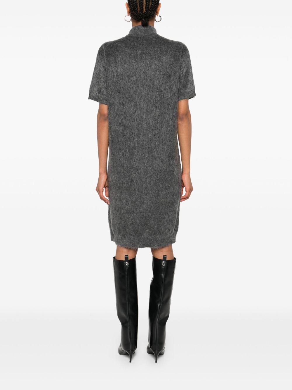 BRUNELLO CUCINELLI Abito corto in lana misto cashmere grigio con dettagli paillettes