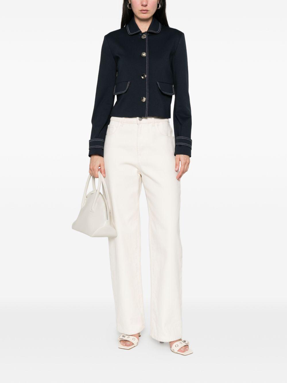 LIUJO Giacca blu con cuciture in vista bianche